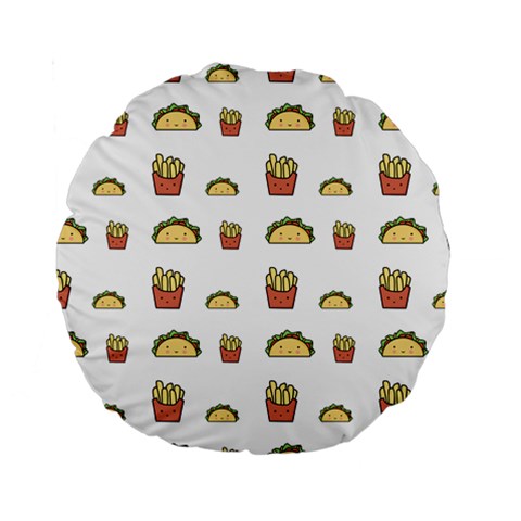 Fries Taco Pattern Fast Food Standard 15  Premium Round Cushions from ArtsNow.com Back