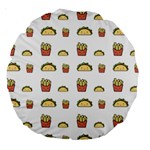 Fries Taco Pattern Fast Food Large 18  Premium Round Cushions