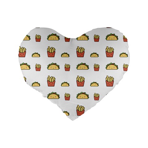 Fries Taco Pattern Fast Food Standard 16  Premium Heart Shape Cushions from ArtsNow.com Back