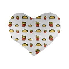 Fries Taco Pattern Fast Food Standard 16  Premium Heart Shape Cushions from ArtsNow.com Back