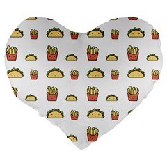 Fries Taco Pattern Fast Food Large 19  Premium Heart Shape Cushions from ArtsNow.com Back