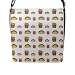 Fries Taco Pattern Fast Food Flap Closure Messenger Bag (L)