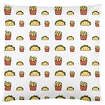 Fries Taco Pattern Fast Food Large Premium Plush Fleece Cushion Case (Two Sides)