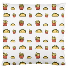 Fries Taco Pattern Fast Food Large Premium Plush Fleece Cushion Case (Two Sides) from ArtsNow.com Back