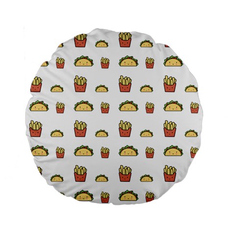 Fries Taco Pattern Fast Food Standard 15  Premium Flano Round Cushions from ArtsNow.com Front