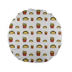 Fries Taco Pattern Fast Food Standard 15  Premium Flano Round Cushions from ArtsNow.com Back