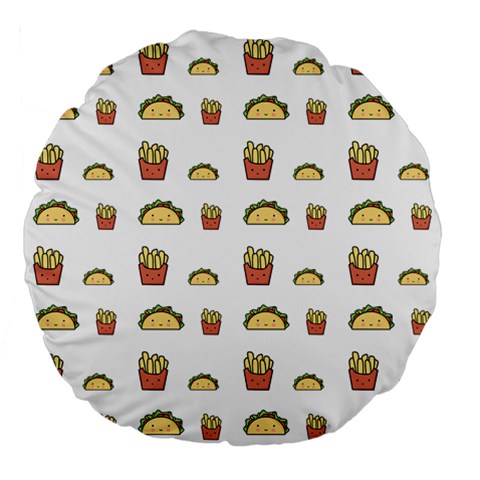 Fries Taco Pattern Fast Food Large 18  Premium Flano Round Cushions from ArtsNow.com Front