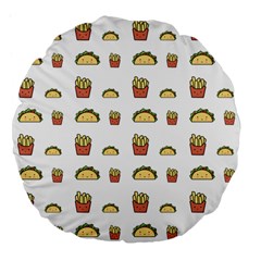 Fries Taco Pattern Fast Food Large 18  Premium Flano Round Cushions from ArtsNow.com Front