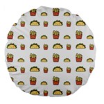 Fries Taco Pattern Fast Food Large 18  Premium Flano Round Cushions