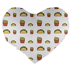 Fries Taco Pattern Fast Food Large 19  Premium Flano Heart Shape Cushions from ArtsNow.com Back