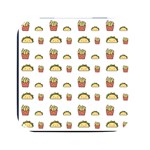 Fries Taco Pattern Fast Food Square Metal Box (Black)