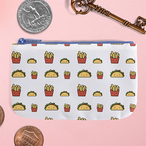 Fries Taco Pattern Fast Food Large Coin Purse from ArtsNow.com Front