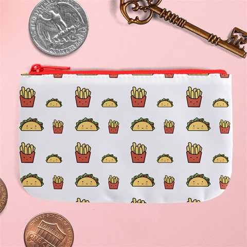 Fries Taco Pattern Fast Food Large Coin Purse from ArtsNow.com Front
