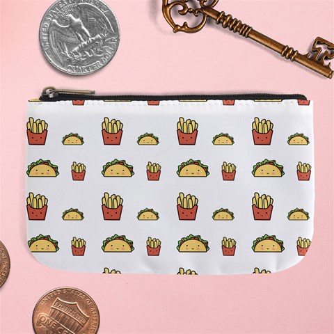 Fries Taco Pattern Fast Food Large Coin Purse from ArtsNow.com Front