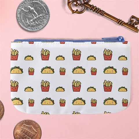 Fries Taco Pattern Fast Food Large Coin Purse from ArtsNow.com Back