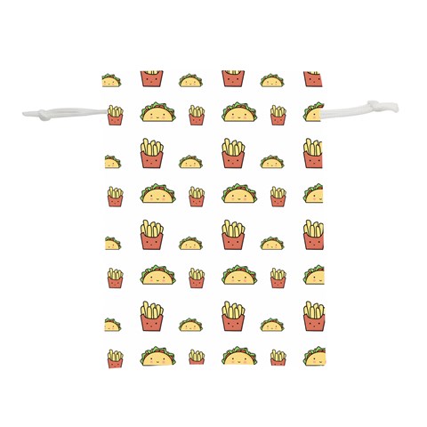 Fries Taco Pattern Fast Food Lightweight Drawstring Pouch (L) from ArtsNow.com Front