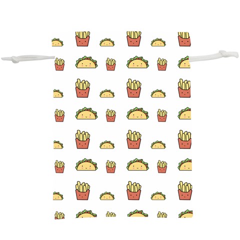 Fries Taco Pattern Fast Food Lightweight Drawstring Pouch (XL) from ArtsNow.com Front