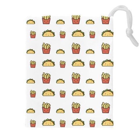 Fries Taco Pattern Fast Food Drawstring Pouch (5XL) from ArtsNow.com Front