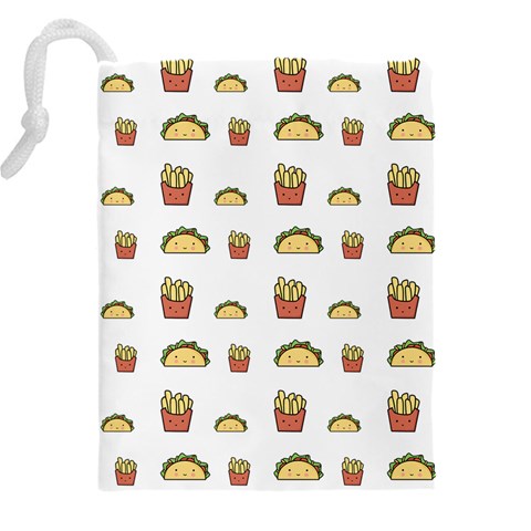 Fries Taco Pattern Fast Food Drawstring Pouch (5XL) from ArtsNow.com Back