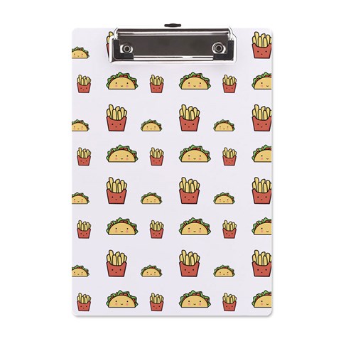 Fries Taco Pattern Fast Food A5 Acrylic Clipboard from ArtsNow.com Front
