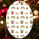 Fries Taco Pattern Fast Food UV Print Acrylic Ornament Oval