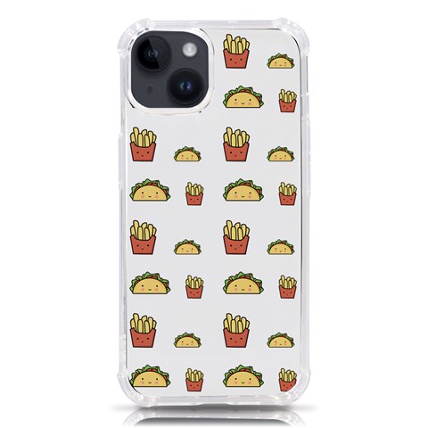 Fries Taco Pattern Fast Food iPhone 14 TPU UV Print Case from ArtsNow.com Front