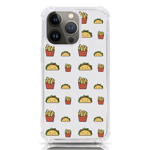 Fries Taco Pattern Fast Food iPhone 13 Pro TPU UV Print Case from ArtsNow.com Front