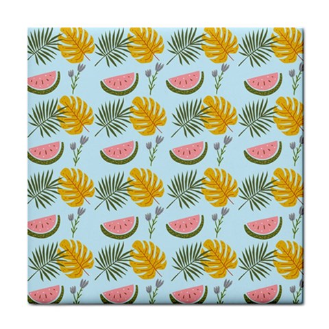 Summer Pattern Texture Vibes Tile Coaster from ArtsNow.com Front