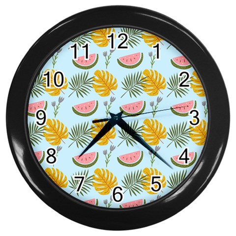 Summer Pattern Texture Vibes Wall Clock (Black) from ArtsNow.com Front