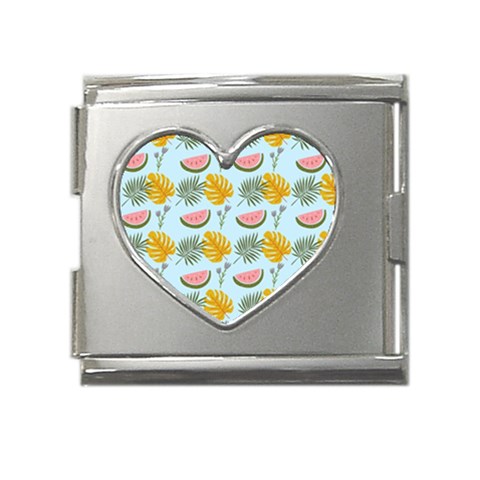Summer Pattern Texture Vibes Mega Link Heart Italian Charm (18mm) from ArtsNow.com Front