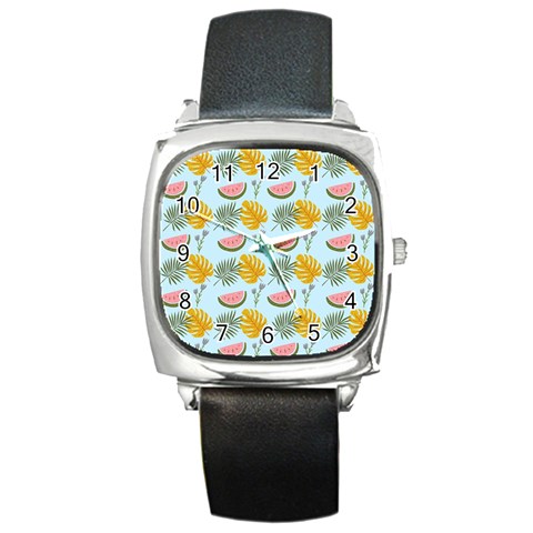 Summer Pattern Texture Vibes Square Metal Watch from ArtsNow.com Front