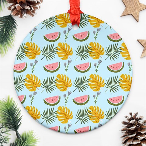 Summer Pattern Texture Vibes Round Ornament (Two Sides) from ArtsNow.com Front