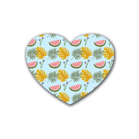 Summer Pattern Texture Vibes Rubber Coaster (Heart) from ArtsNow.com Front