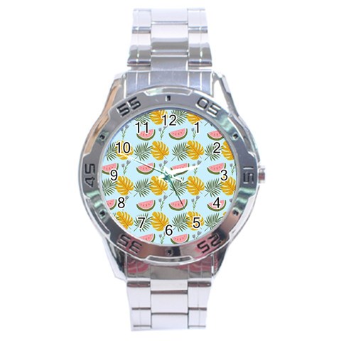 Summer Pattern Texture Vibes Stainless Steel Analogue Watch from ArtsNow.com Front