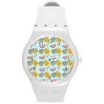 Summer Pattern Texture Vibes Round Plastic Sport Watch (M)