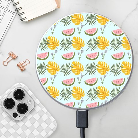 Summer Pattern Texture Vibes Wireless Fast Charger(White) from ArtsNow.com Front
