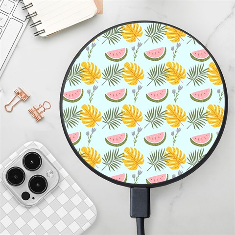 Summer Pattern Texture Vibes Wireless Fast Charger(Black) from ArtsNow.com Front