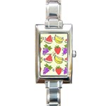 Fruits Pattern Background Food Rectangle Italian Charm Watch