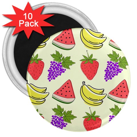 Fruits Pattern Background Food 3  Magnets (10 pack)  from ArtsNow.com Front