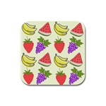 Fruits Pattern Background Food Rubber Square Coaster (4 pack)