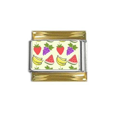 Fruits Pattern Background Food Gold Trim Italian Charm (9mm) from ArtsNow.com Front