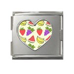 Fruits Pattern Background Food Mega Link Heart Italian Charm (18mm)