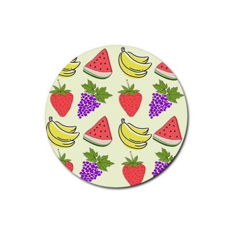 Fruits Pattern Background Food Rubber Coaster (Round) from ArtsNow.com Front