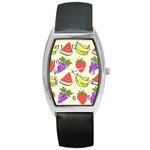 Fruits Pattern Background Food Barrel Style Metal Watch