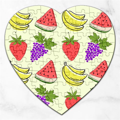 Fruits Pattern Background Food Jigsaw Puzzle (Heart) from ArtsNow.com Front