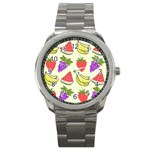 Fruits Pattern Background Food Sport Metal Watch