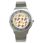 Fruits Pattern Background Food Stainless Steel Watch