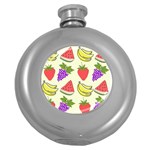 Fruits Pattern Background Food Round Hip Flask (5 oz)