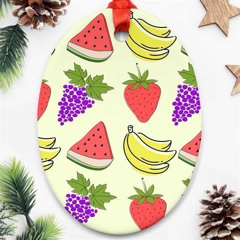 Fruits Pattern Background Food Oval Ornament (Two Sides) from ArtsNow.com Front