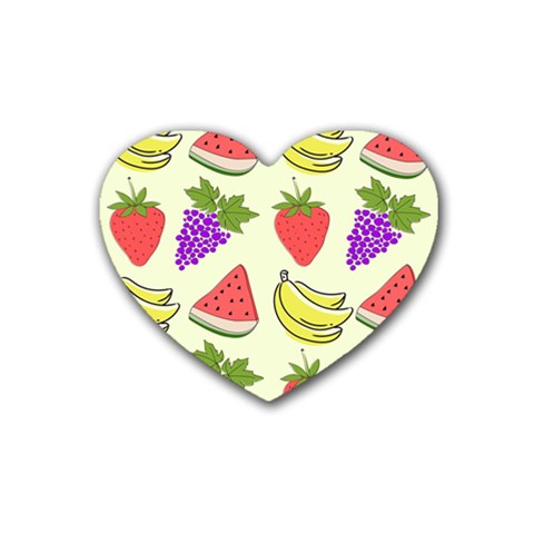 Fruits Pattern Background Food Rubber Heart Coaster (4 pack) from ArtsNow.com Front